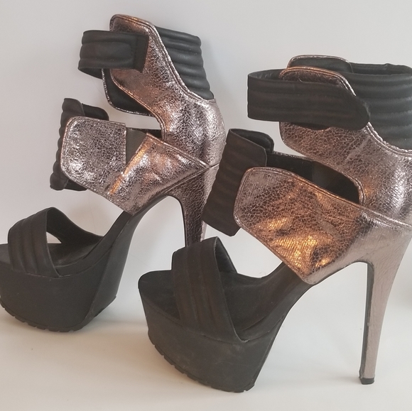 Size 10 Privileged Gunmetal & Black Stiletto Shoes - Picture 7 of 7